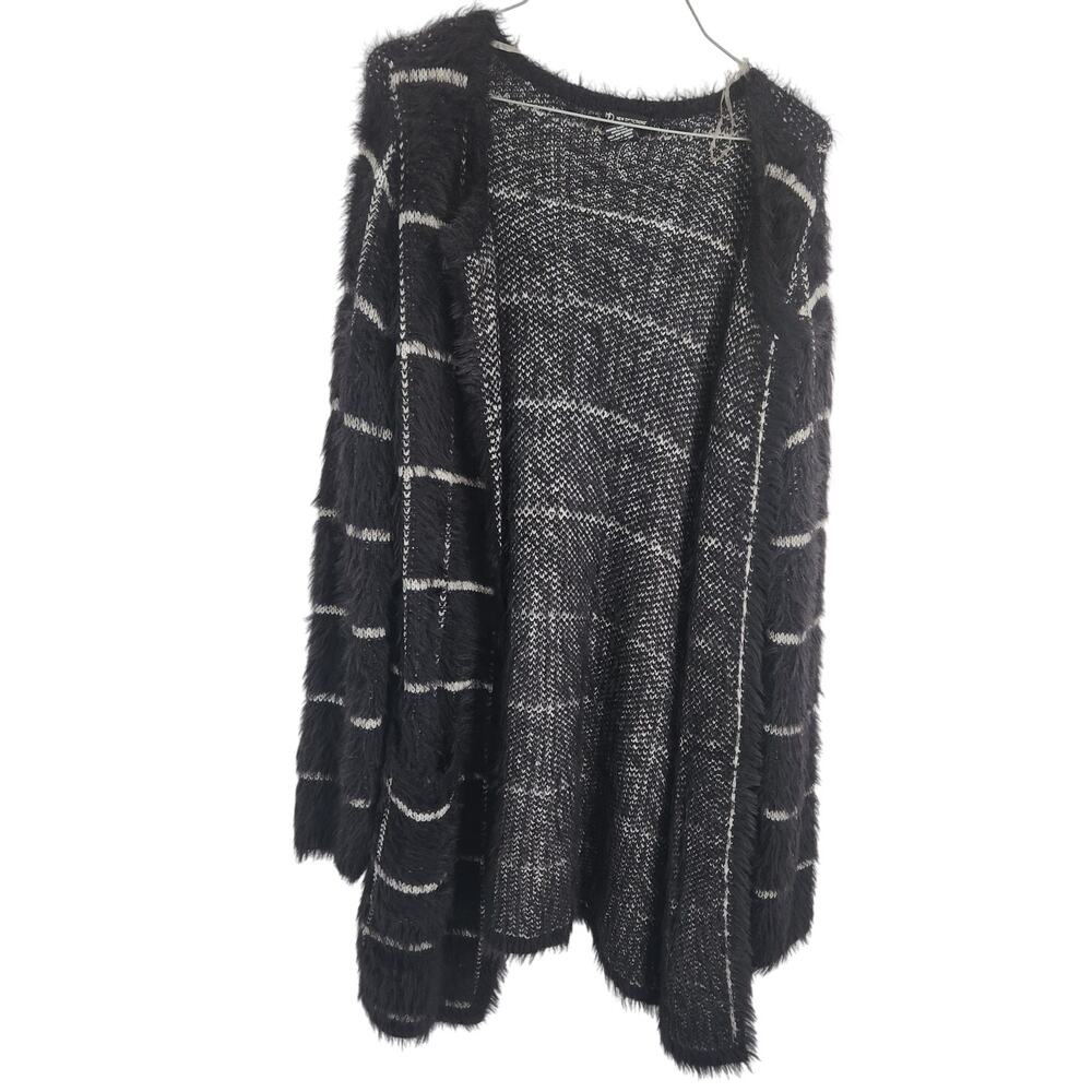 New Directions Plaid Open Front Fuzzy Cardigan Womens Size Medium M